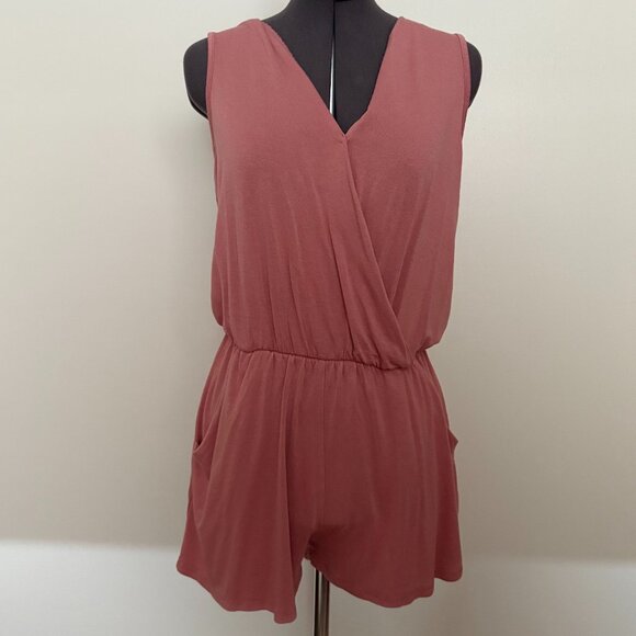 Rose Sleeveless Romper by Enough About Me – Elastic Waist, Pockets, Size S/M - Picture 1 of 8